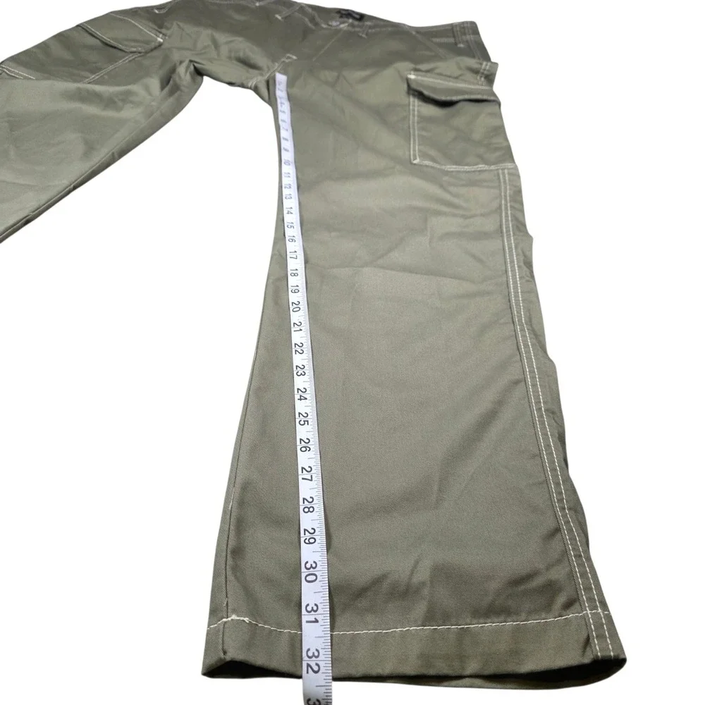 True Religion Mens Olive Green Cargo Pants Contrast Stitch Horseshoe Size 36 NWT